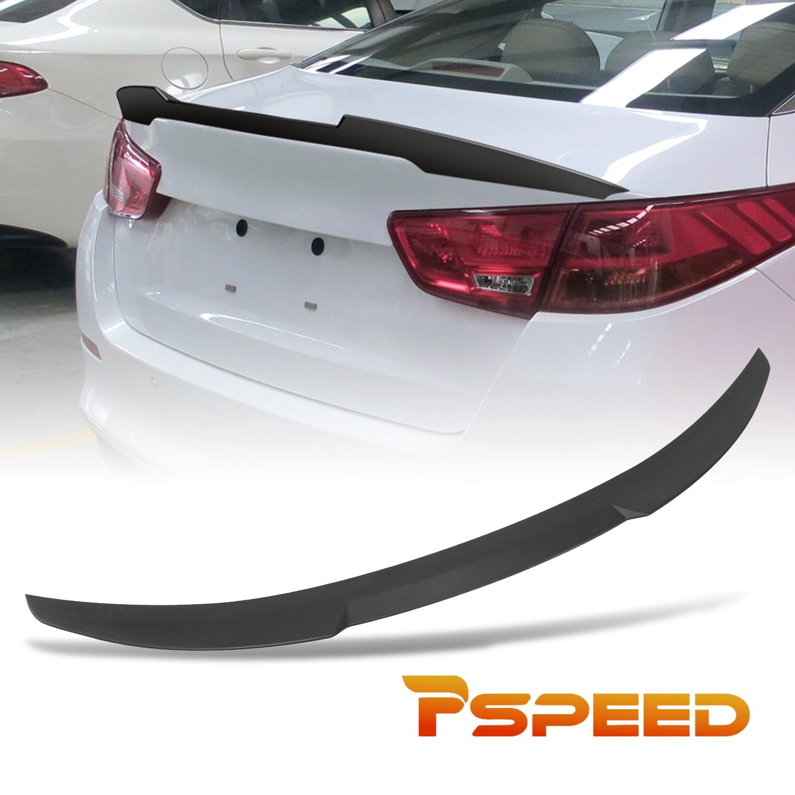 For 2014-2015 Kia Optima K5 Matte Black ABS Rear Lid Spoiler Wing V-Style Trim
