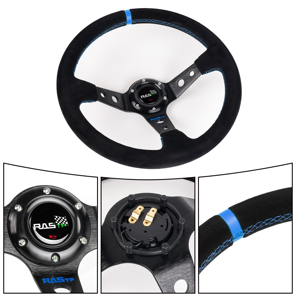 14in Steering Wheel+Quick Release+Hub Adapter E30H For BMW M3 M5 318I 325 528e