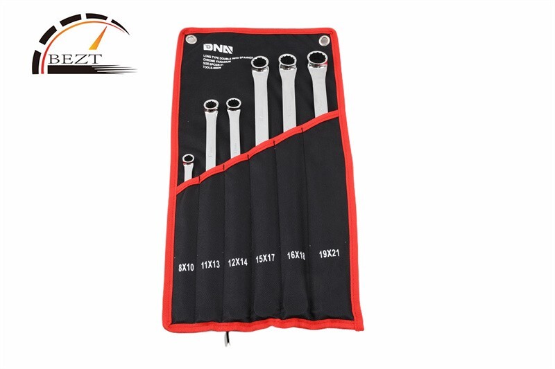Polished ‎Chrome Vanadium Steel Extra Long Ratcheting Wrench Tool Set w/Bag 6Pcs
