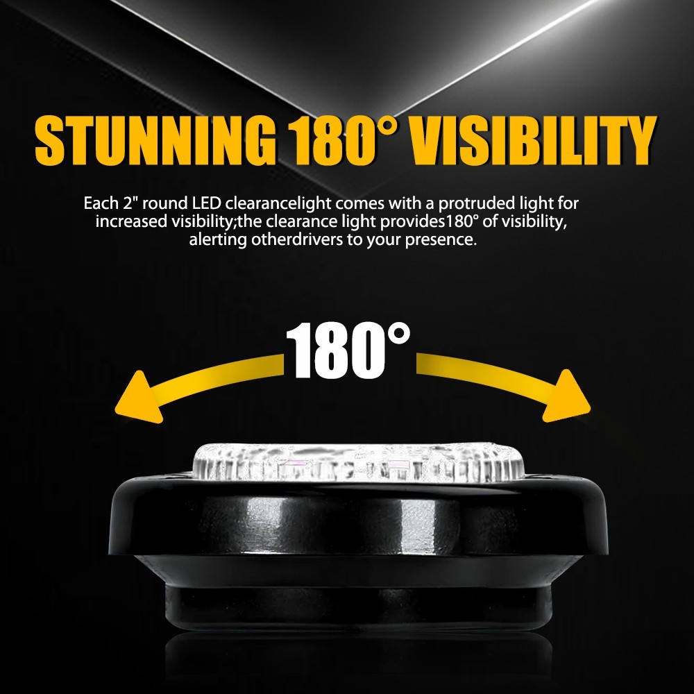 2Inch DOT White Round Trailer 9 LED Marker Lights Truck RV with Grommet 10-50X
