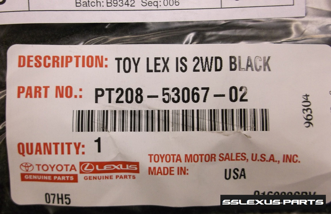Lexus IS250 IS350 RWD (2006-2013) 4pc OEM CARPET FLOOR MATS Black PT208-53067-02