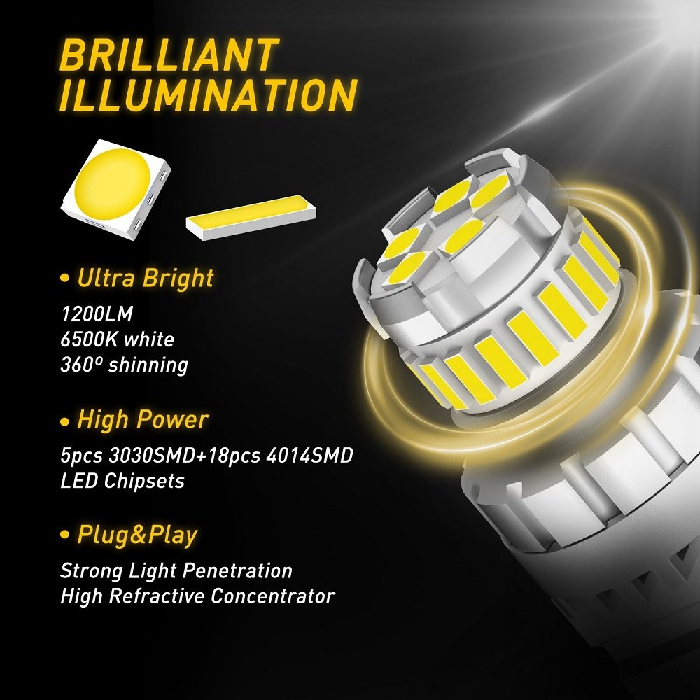 AUXITO 3156 3157 LED Backup Reverse Light Bulbs 6000K White Super Bright 2800LM