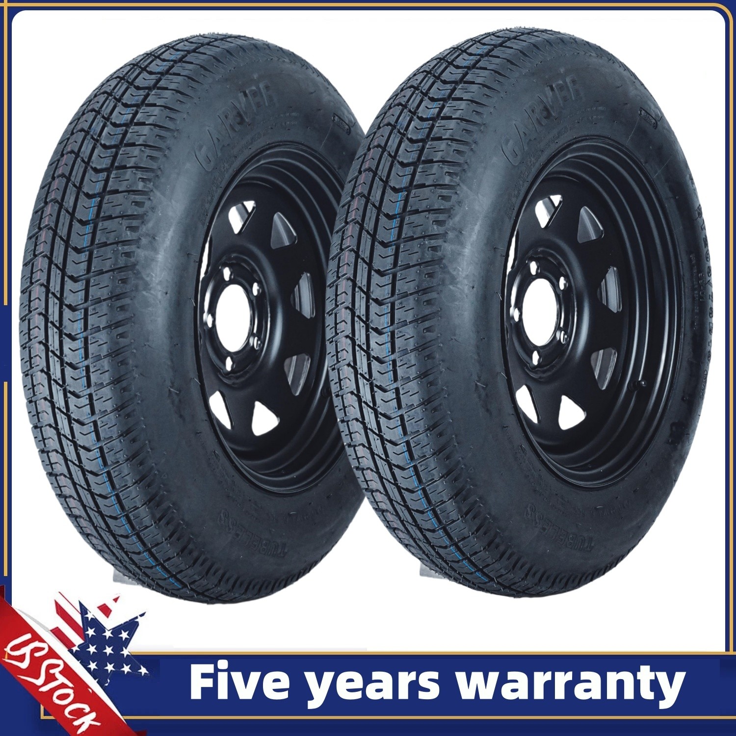 2-Pack Trailer Tire On 13″ Rim ST175/80D13 5 Lug on 4.5 in Load Range C 6PR