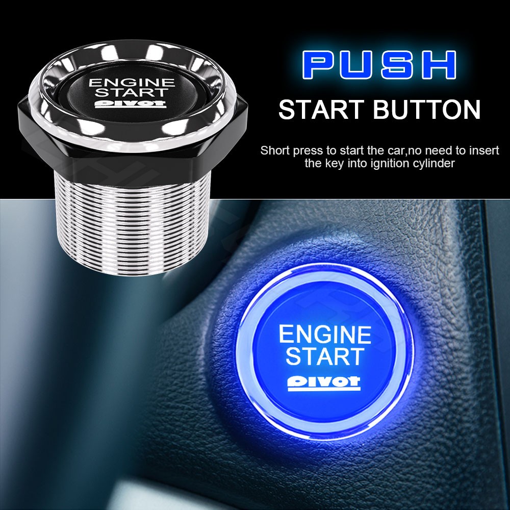 The blue start button of the car engine has been replaced with a brand new one