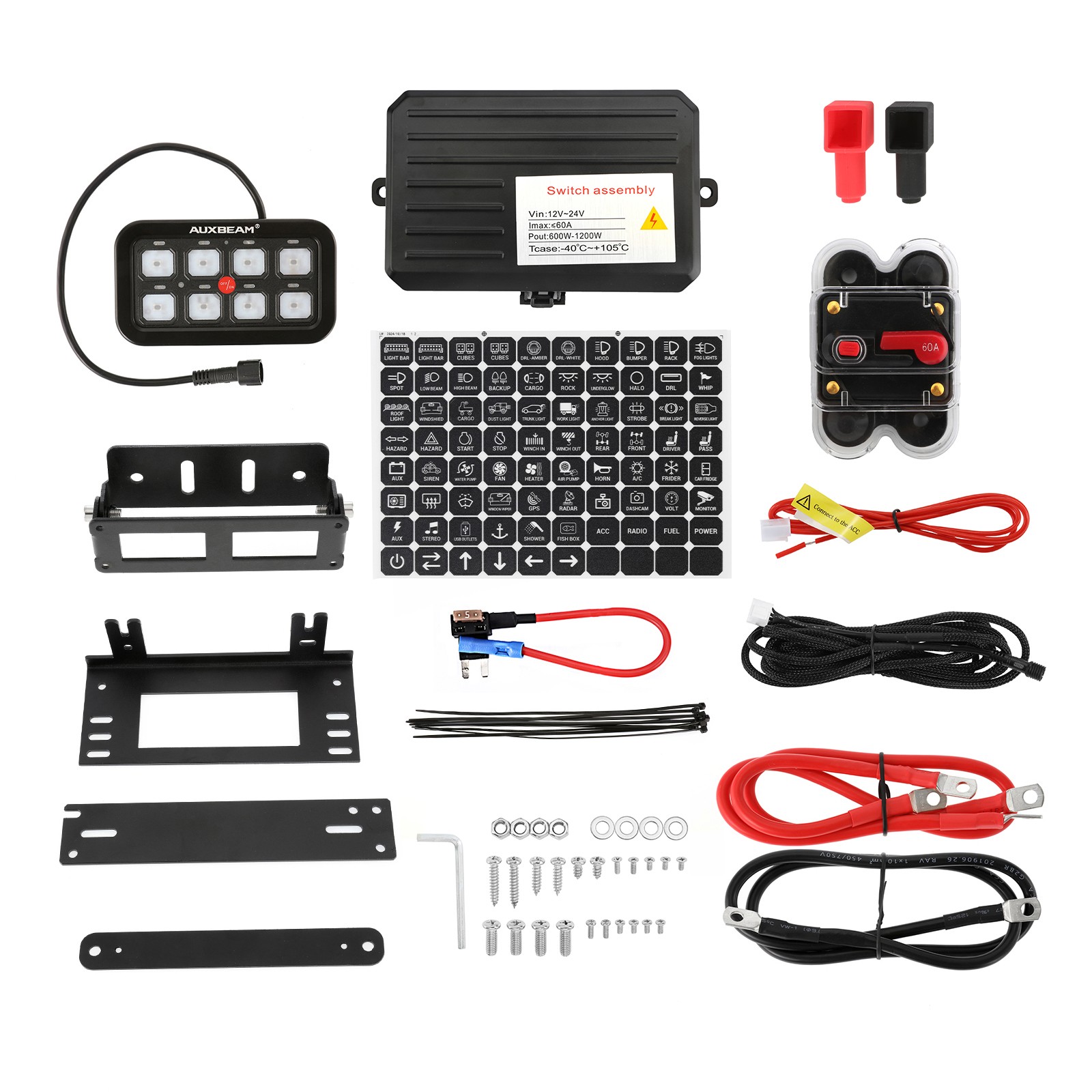 AUXBEAM 8 GANG LED SWITCH PANEL KIT AUTOMATIC DIMMABLE OFF ROAD LIGHT CONTROLLER