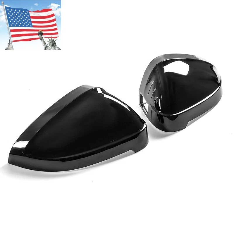 2PCS Black Mirror Cover Caps Fit Audi A4 B9 S4 A5 S5 RS5 2016+ W/ Lane Assist