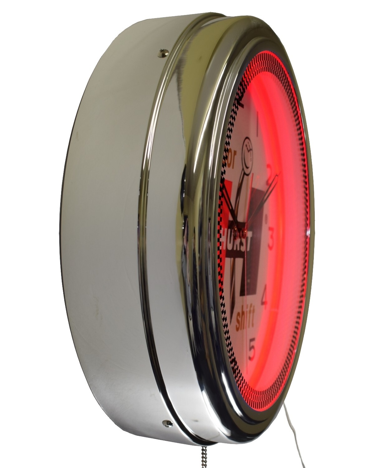 16″ Hurst Floor Shift Neon Advertising Clock Man Cave Garage Decor (Red)