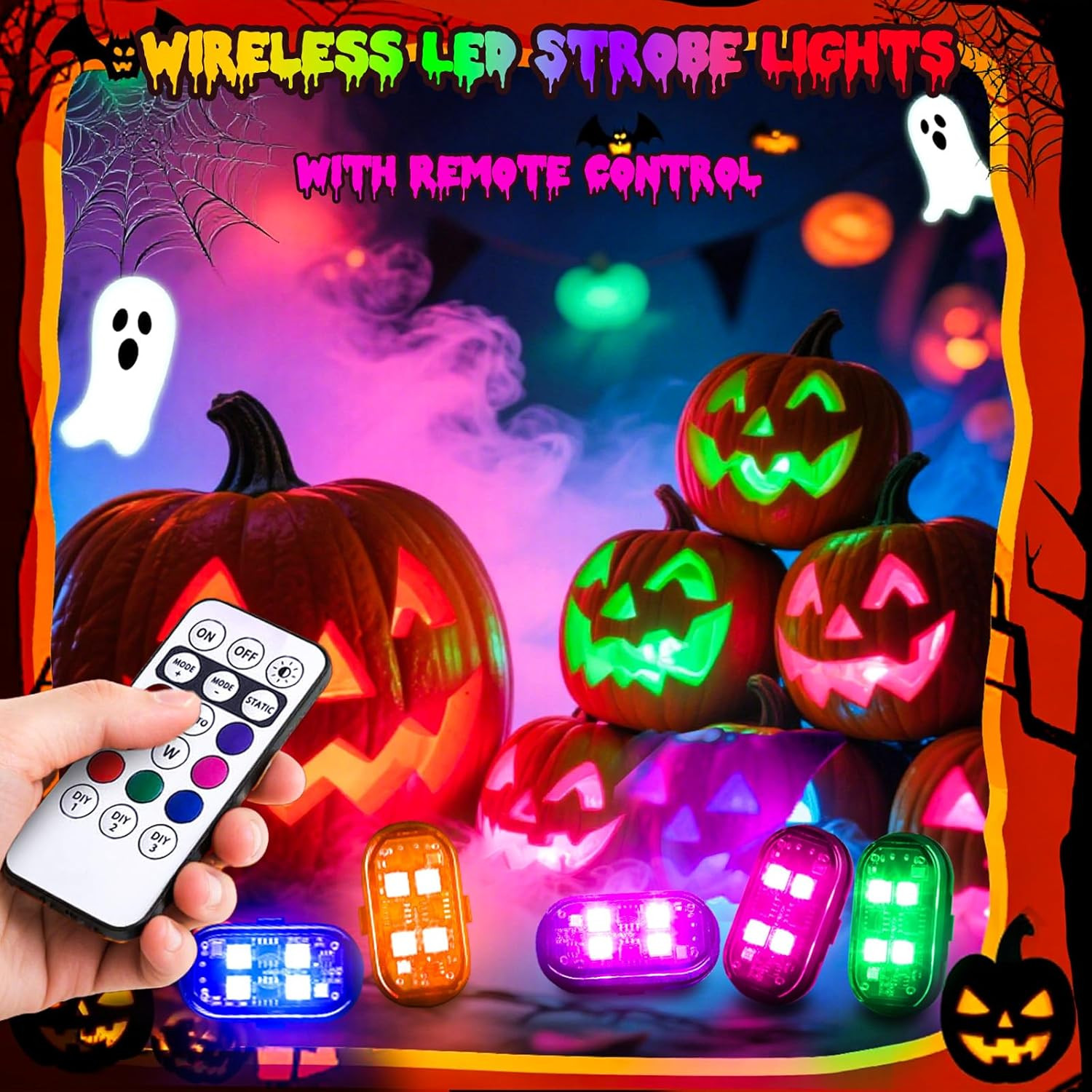 RGB Led Car Ambient Lights Rechargeable Wireless Car Light With Remote Control