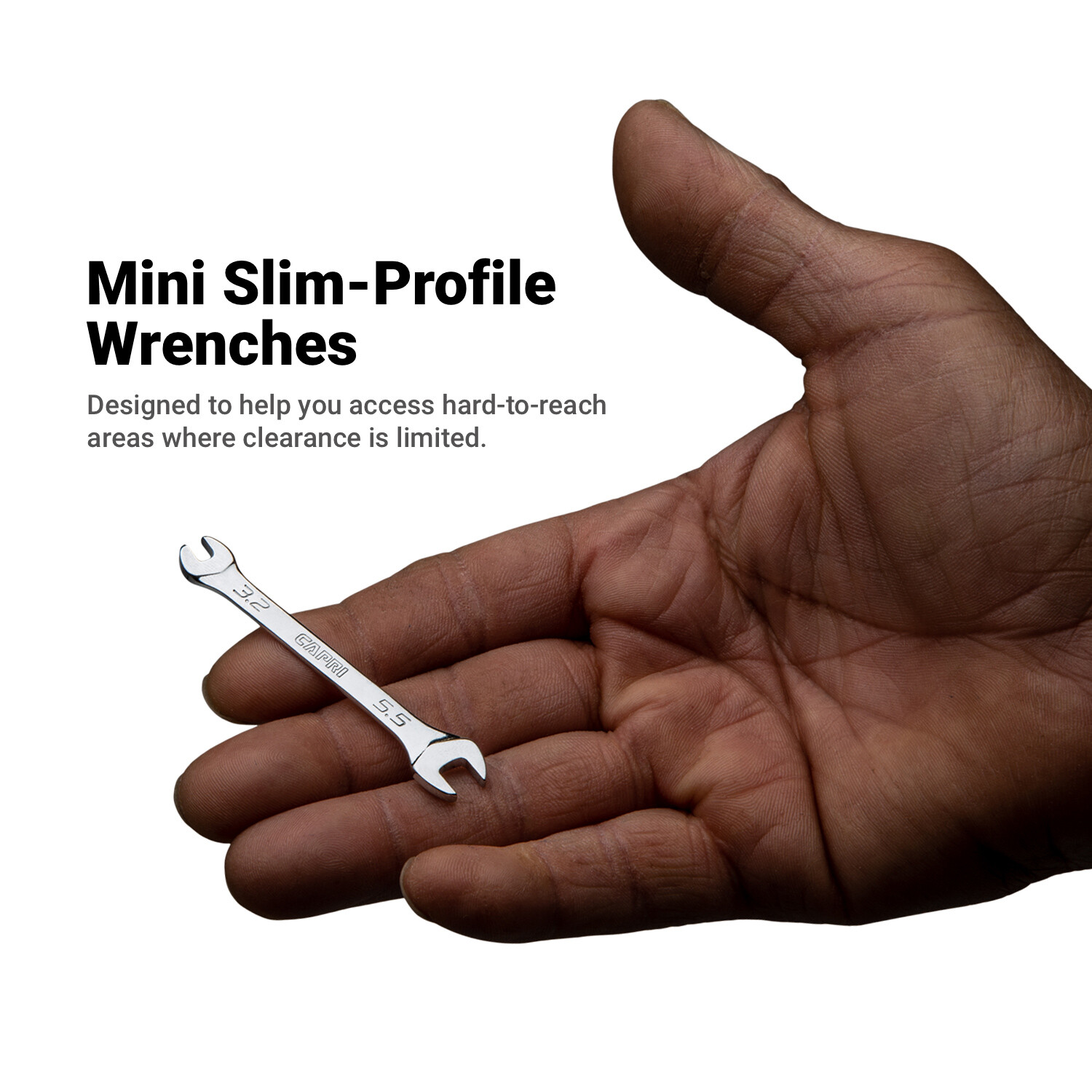 Capri Tools Slim Mini Open End Wrench, Metric and SAE Sizes