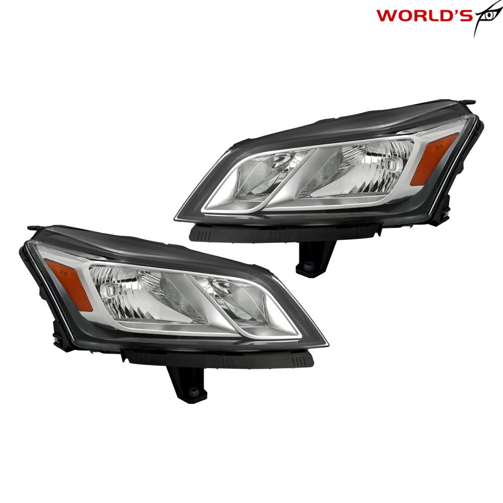 Left+Right Halogen Headlight For Chevrolet Traverse 2013-2017 Black Chrome Bezel
