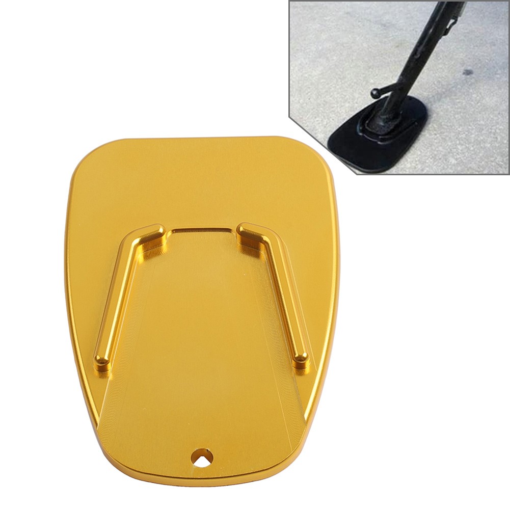 Universal Aluminum Alloy Motorcycle Enlarge Side Stand Kickstand Pad Plate Gold