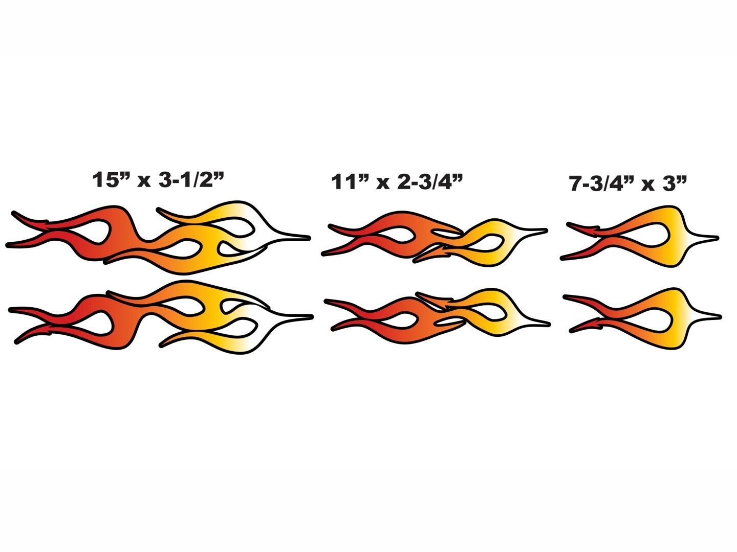 Motorcycle Flame Decals 6pc set – White Hot Fire – For Harley Honda DT6