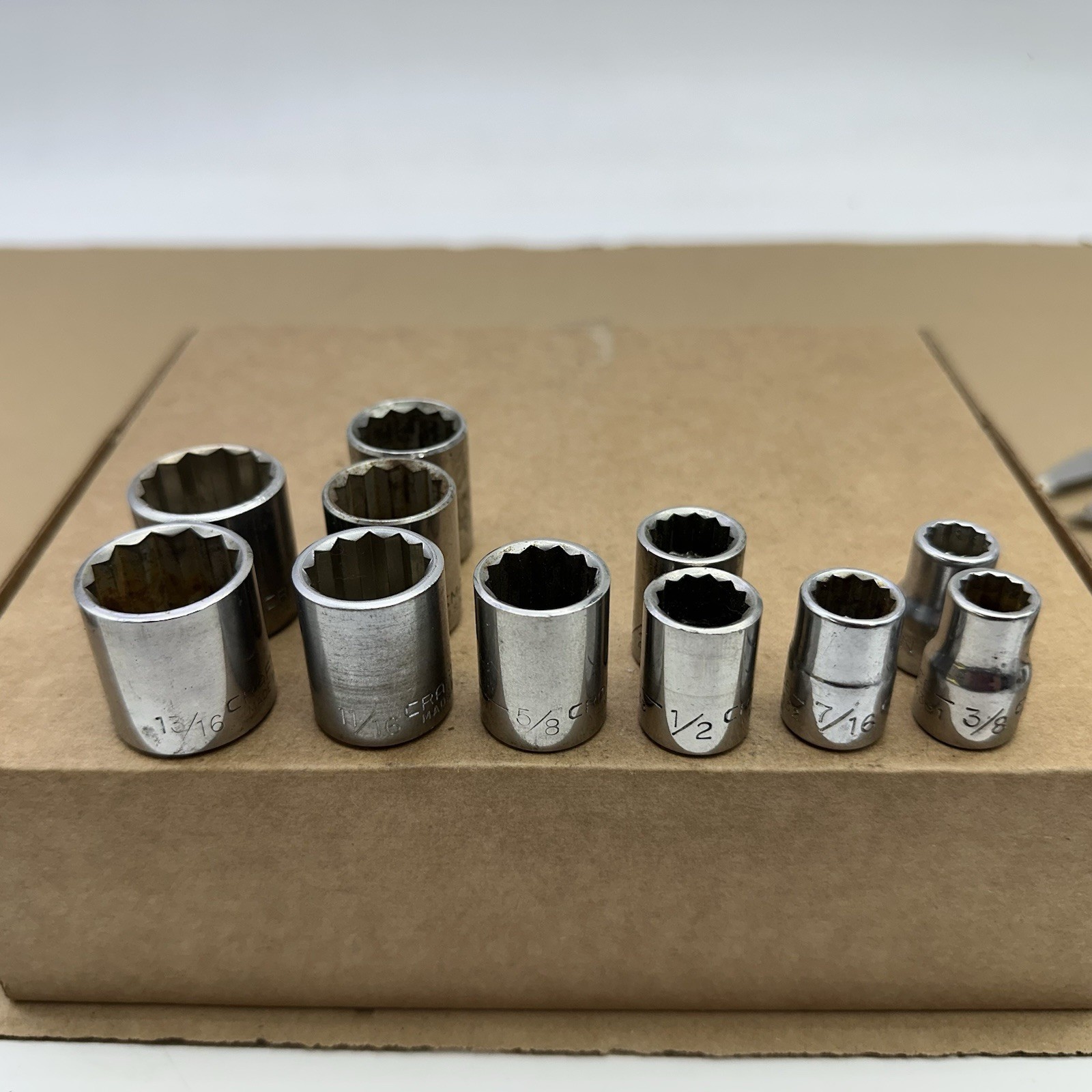 12 Pc Lot Set Craftsman EE 3/8 Drive 12pt Sockets 3/8”-13/16” Mix Vintage USA