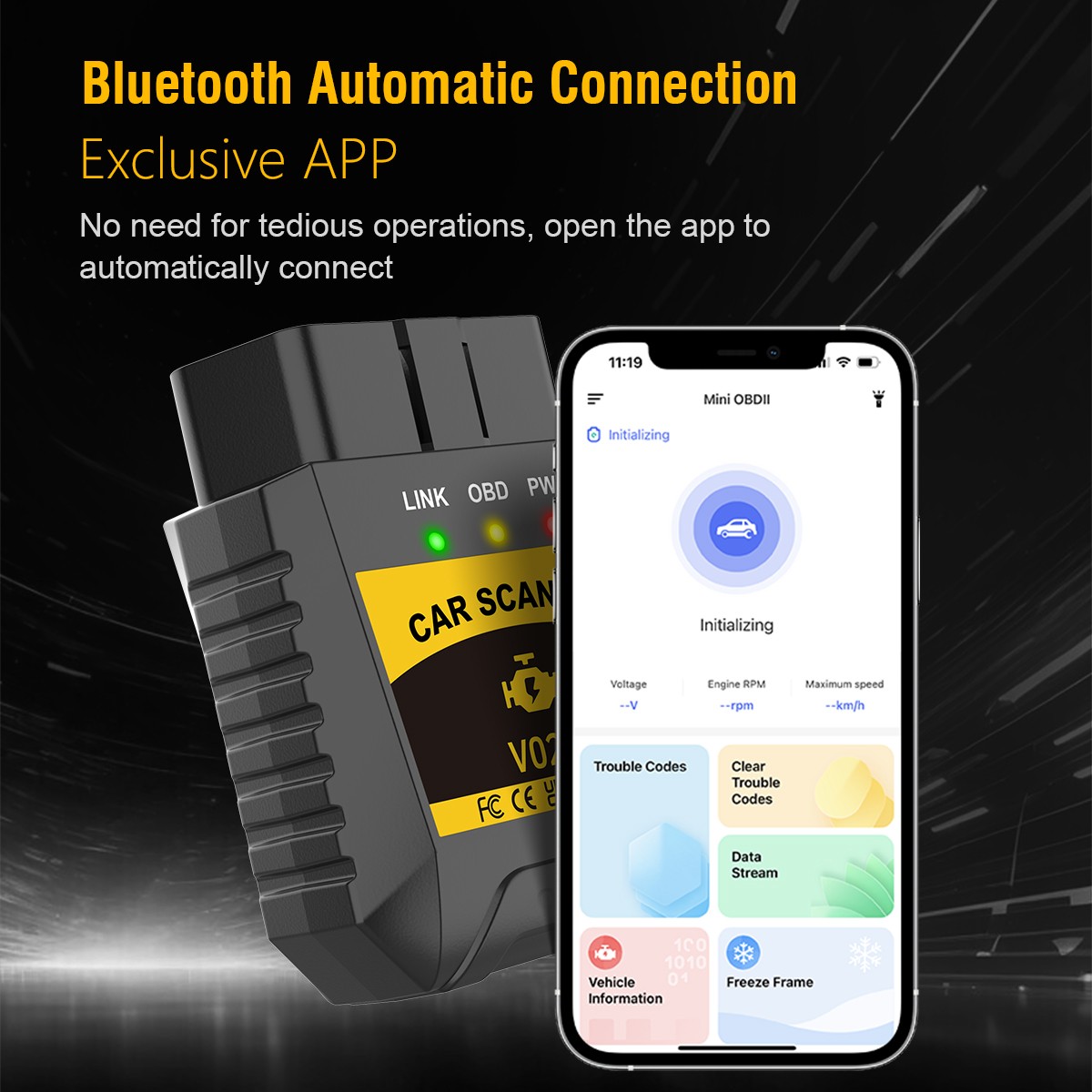OBD2 Scanner Bluetooth for iPhone Android Wireless Diagnostic Tool Code Reader