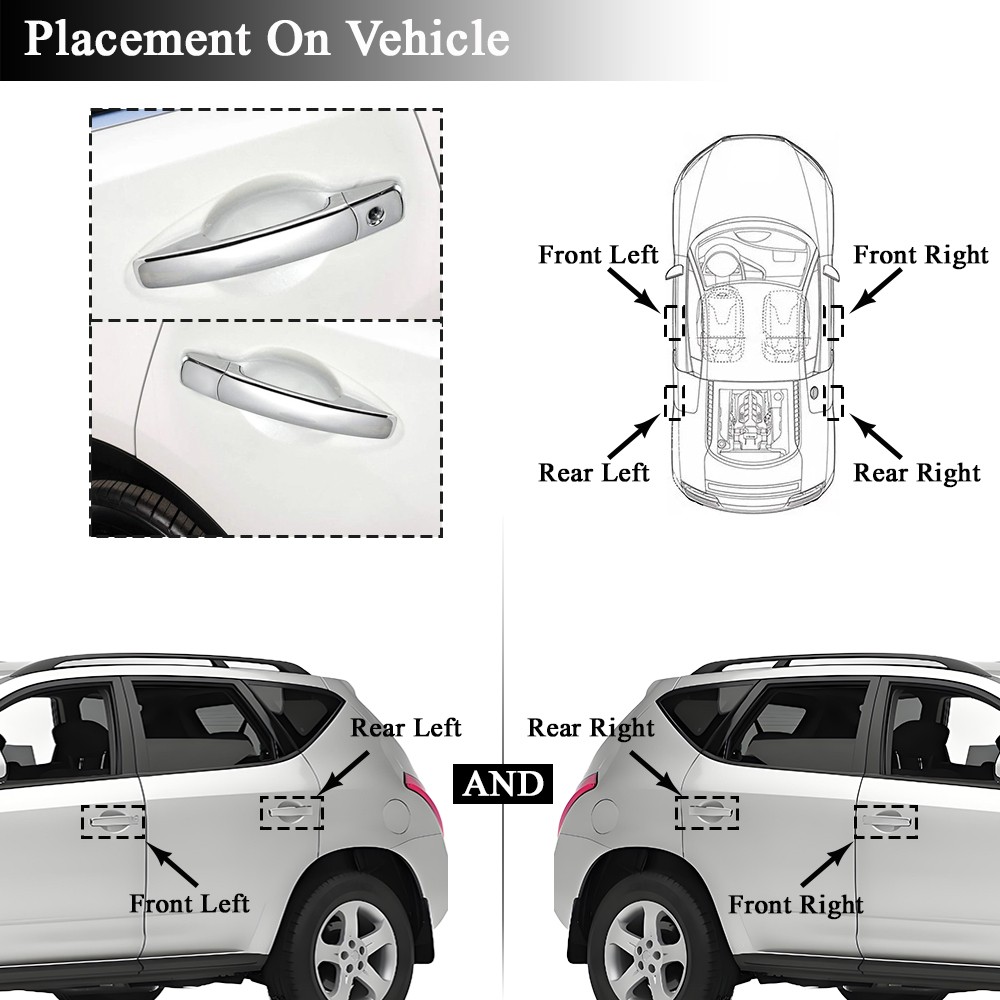 Front Rear Left/Right Side Outside Exterior Chrome Door Handle For Nissan Rogue