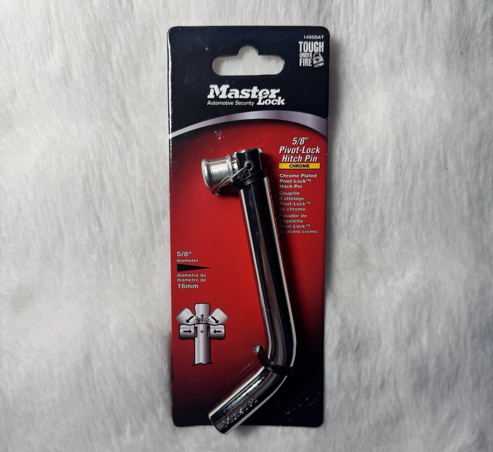 Master Lock Chrome Plated Pivot-Lock Hitch Pin 5/8″ 1495DAT New