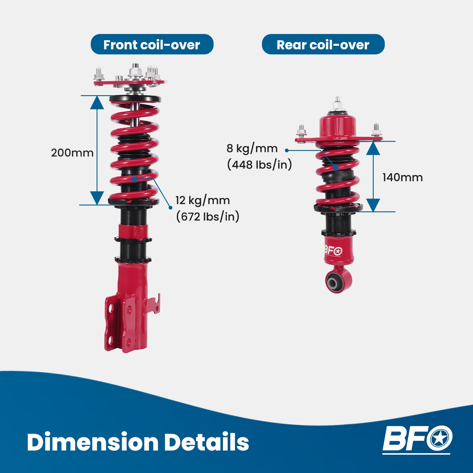 BFO Coilovers Shock Struts Kit For Toyota Celica 2000-2006 Adjustable Height