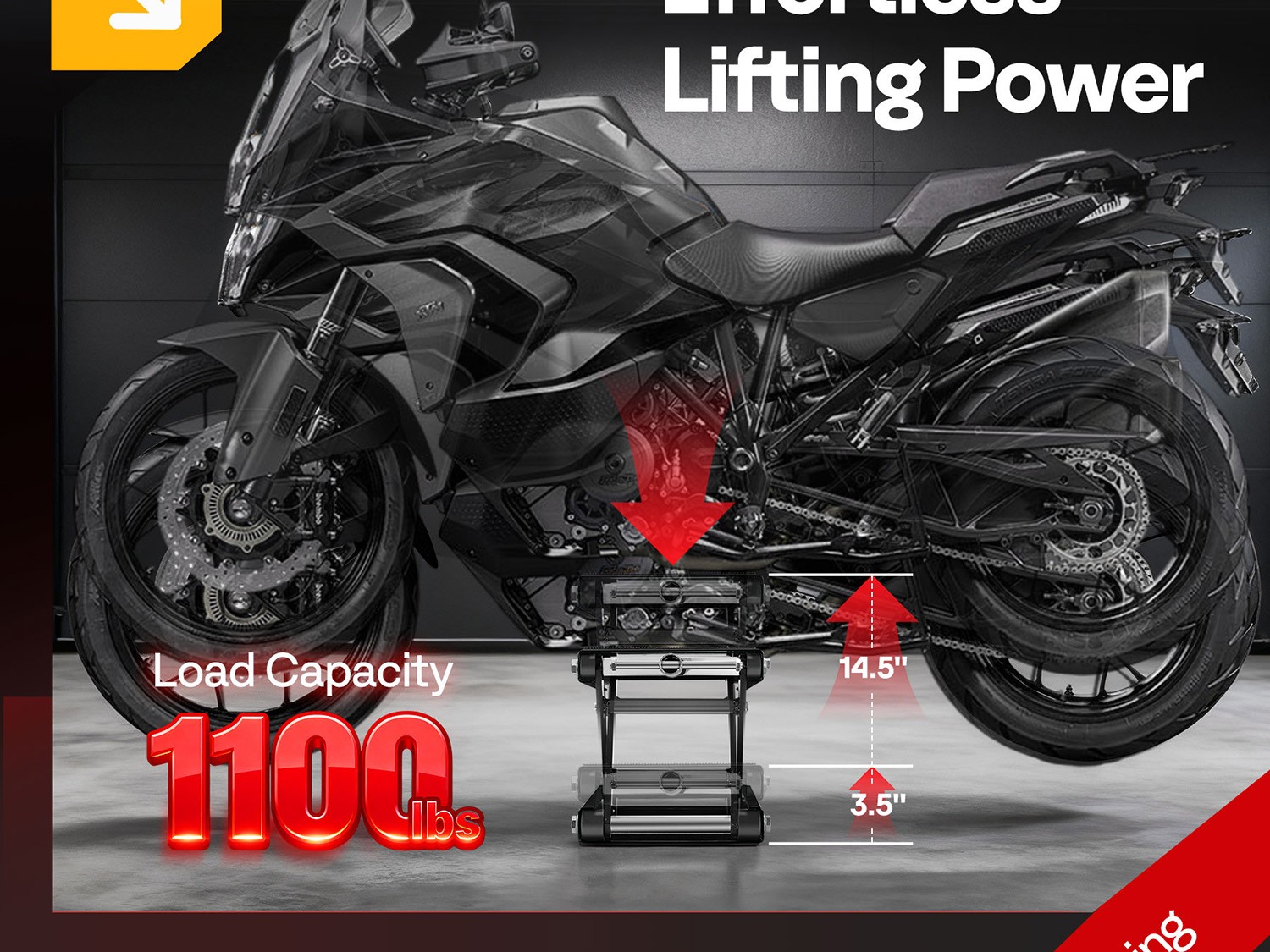 1100LBS Motorcycle Lift Scissor Jack 9” Wide Deck Hoist Stand for ATV Dirt Bike