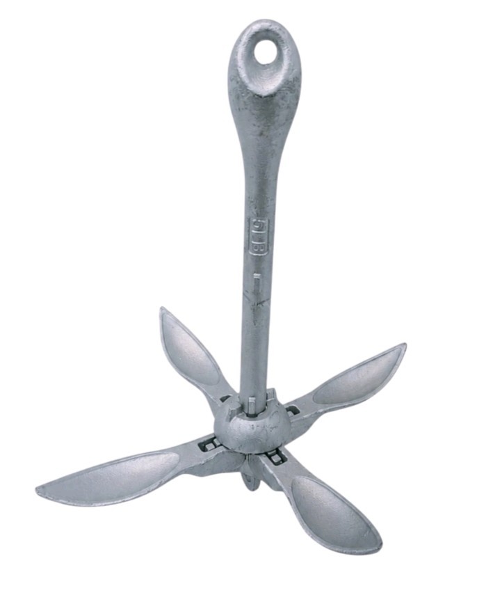 Galvanized 3 Lb Folding & Locking Grapnel Anchor Boat Yacht Docking New