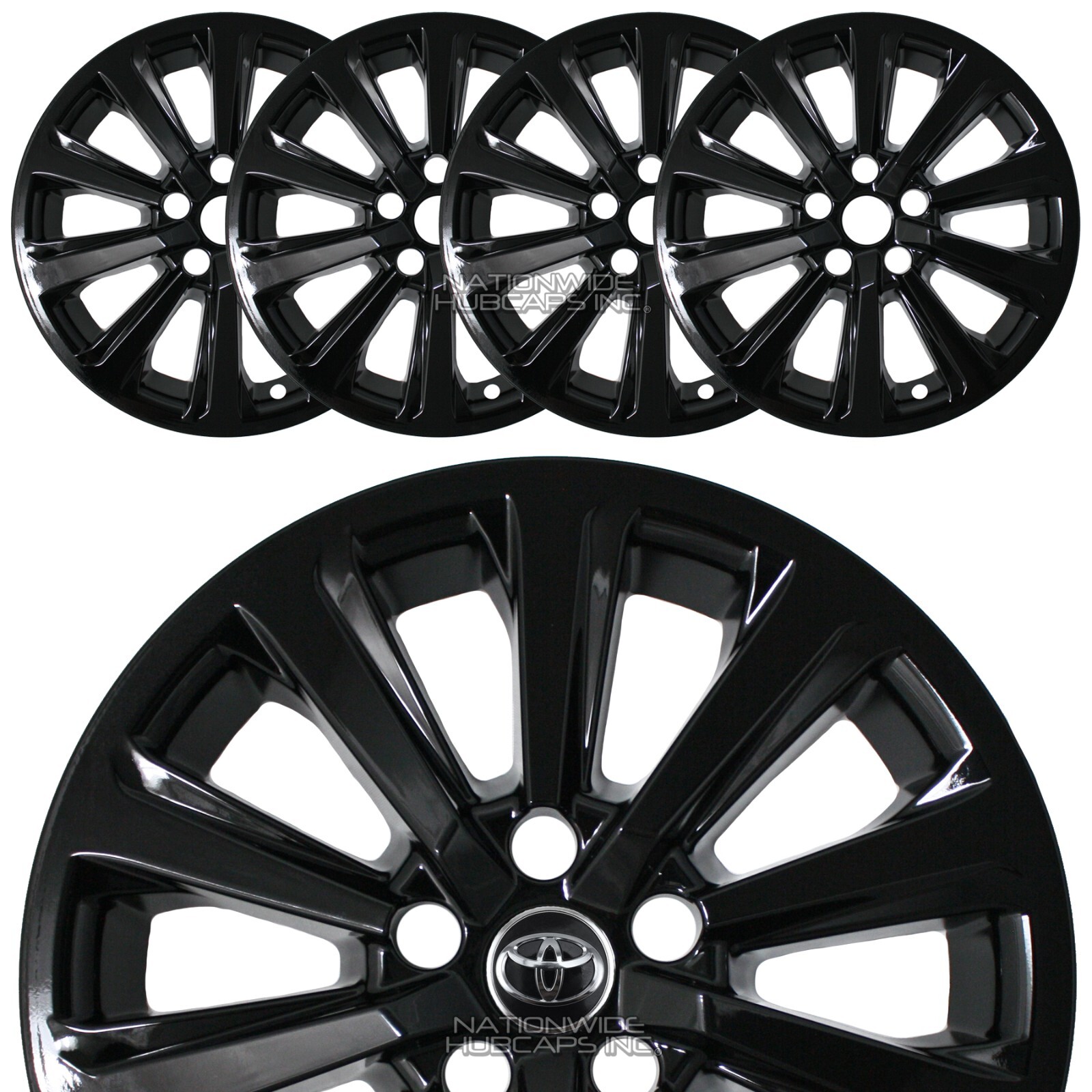4 for Toyota Grand Highlander XLE 2024-25 Black 18″ Wheel Skins Covers Hub Caps
