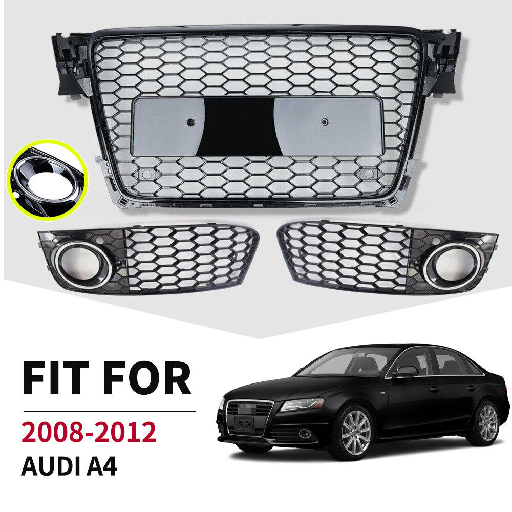 2009-12 For Audi A4 S4 RS4 B8 Front Henycomb grille Bumper Grill &fog lamp cover