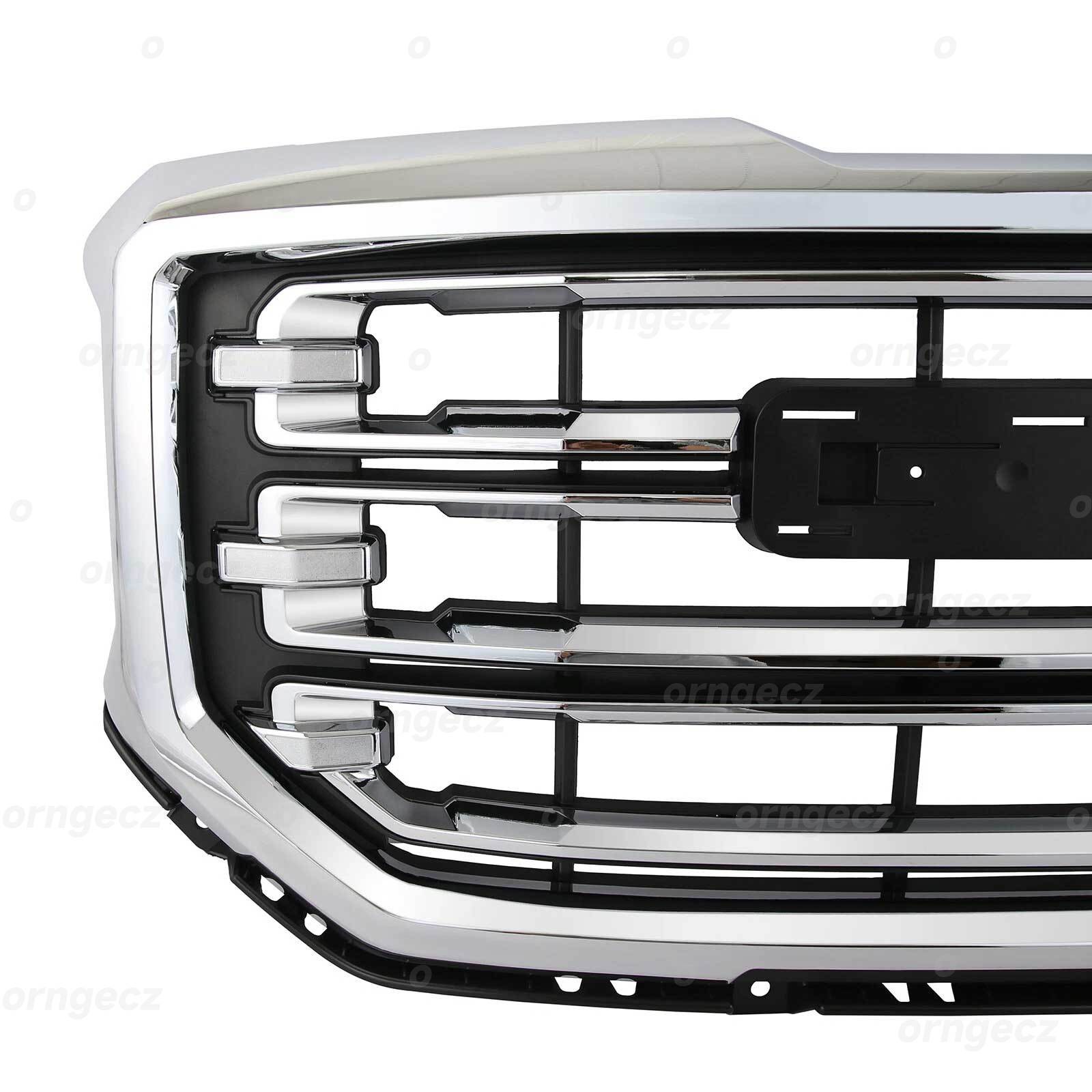 Front Upper Bumper Grille GM1200743 For GMC Sierra 1500 2016-2019 Black Chrome