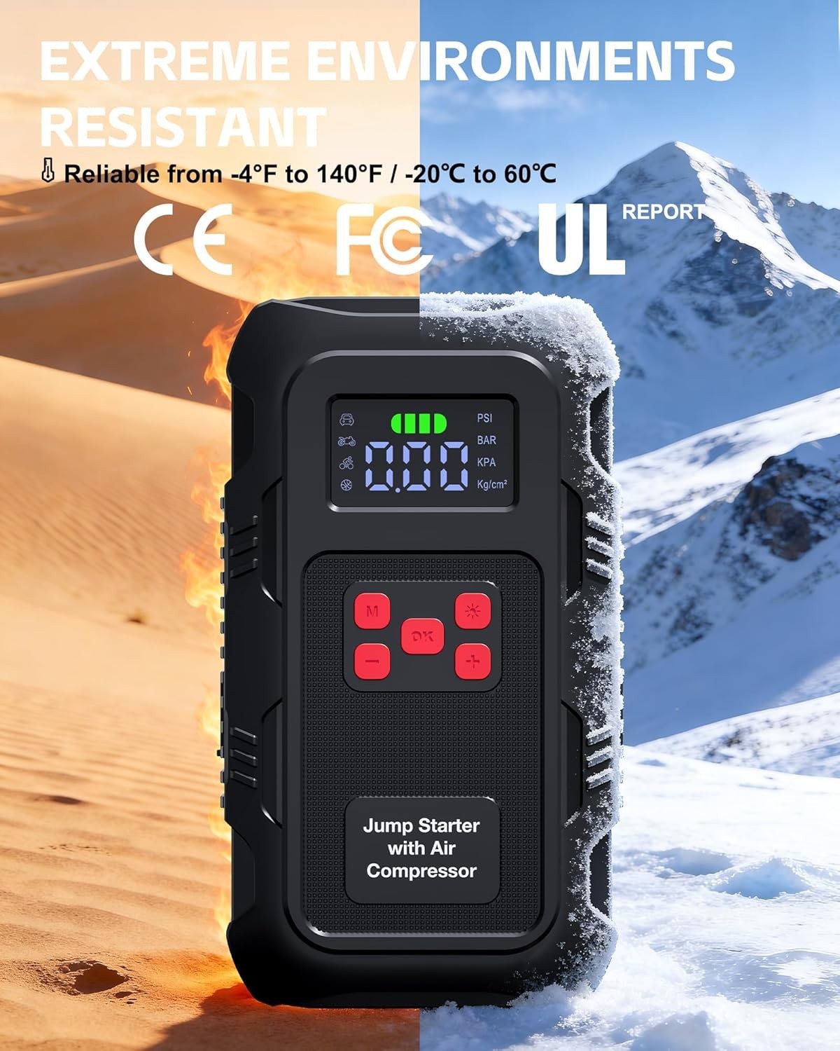 WOLFBOX Jump Starter with Air Compressor, 4000A Portable Car Battery Booster