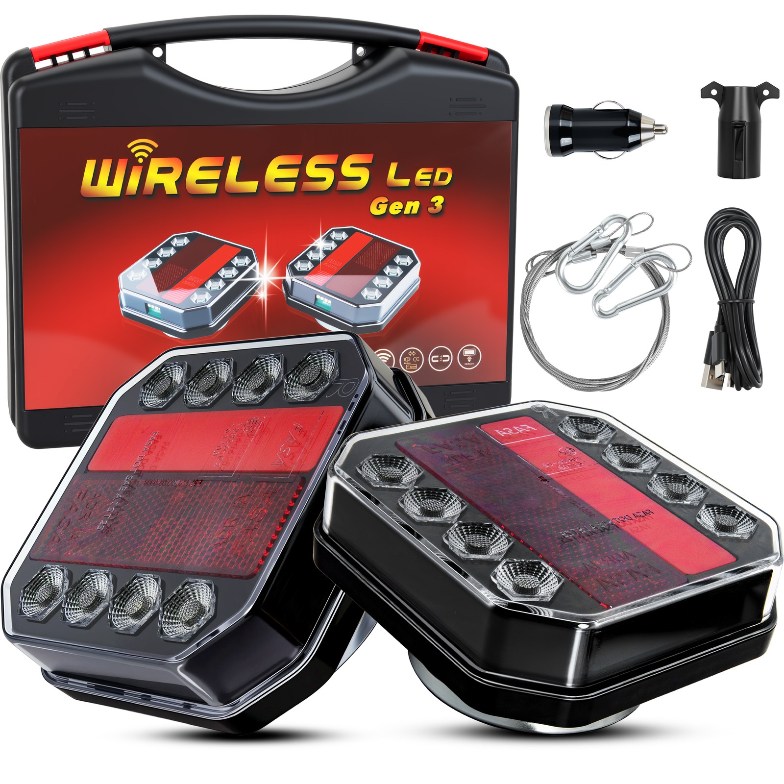 IP65 Waterproof Wireless LED Trailer Light Magnetic USB-C 10 Hours Working