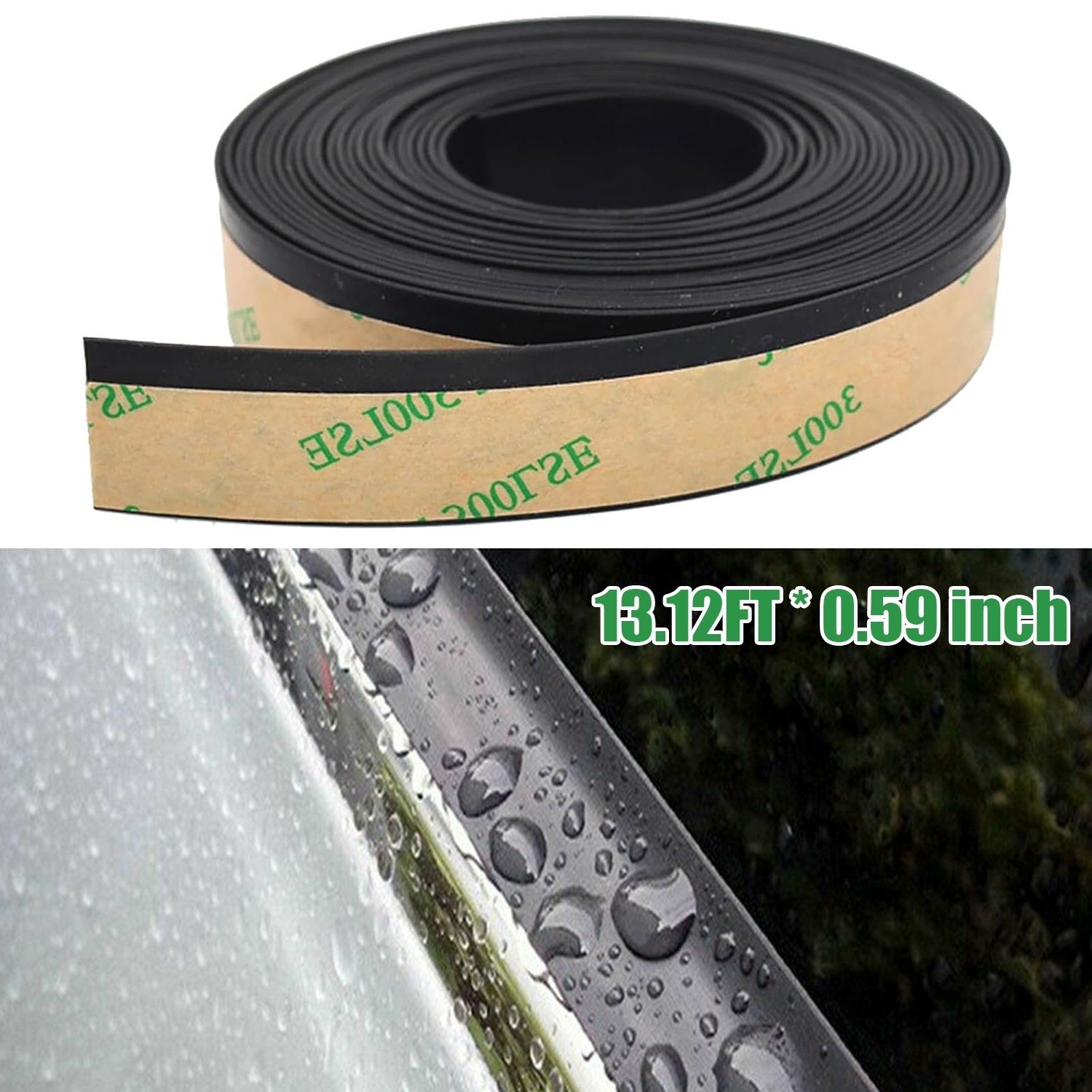 13.12FT Car Window Glass Seal Strips Soundproof Noise Reducing DIY Self-adhesive