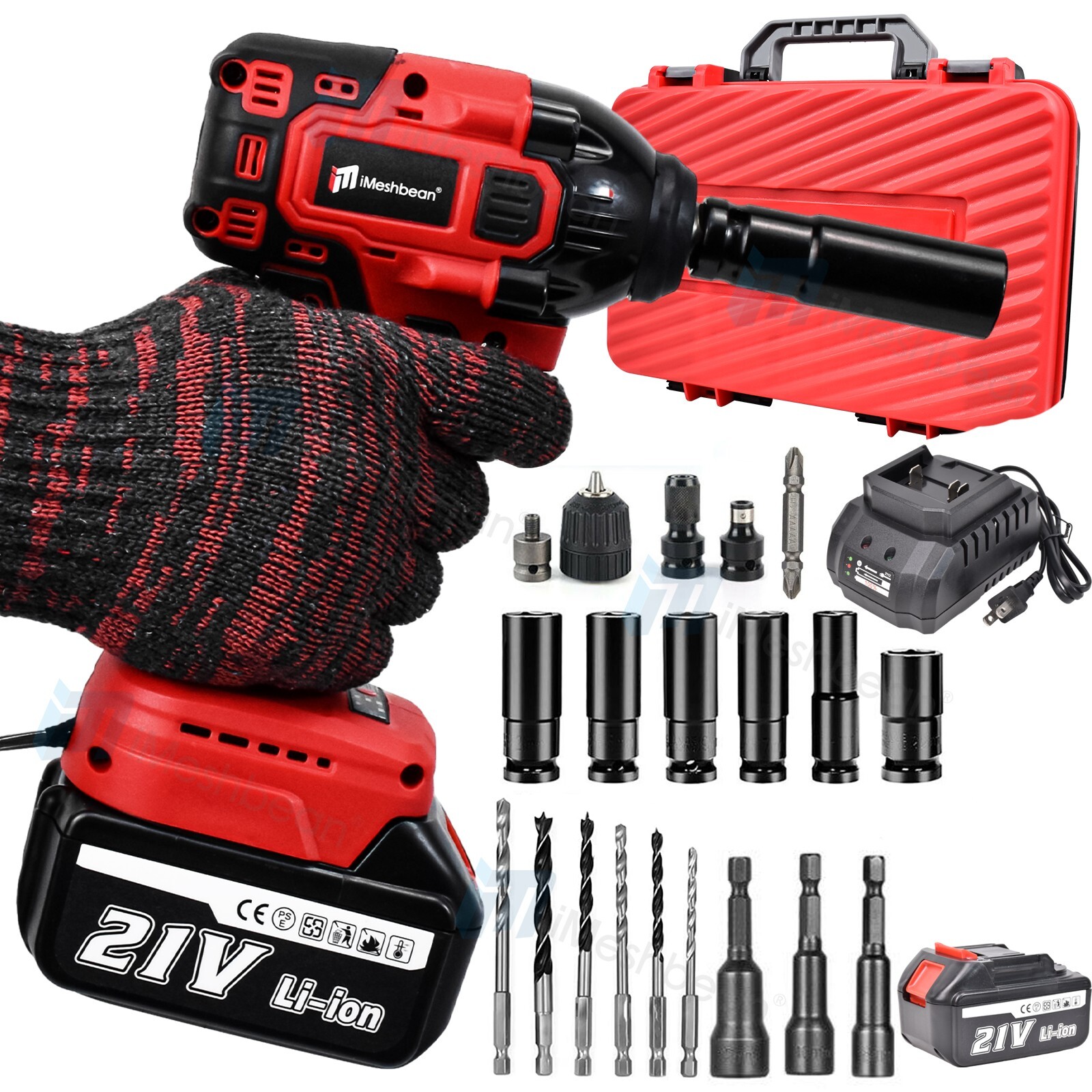 Cordless Impact Wrench 1/2″ 550Nm High Torque Brushless Drill Battery Nut Gun US