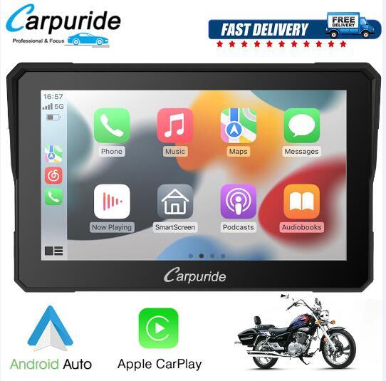 Carpuride Motorcycle Stereo Bluetooth Radio Wireless Apple CarPlay Android Auto
