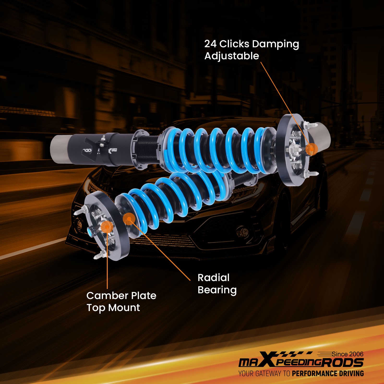 MaXpeedingrods T6 Coilover Suspension Lowering Kit for BMW E30 318 325 RWD 82-91