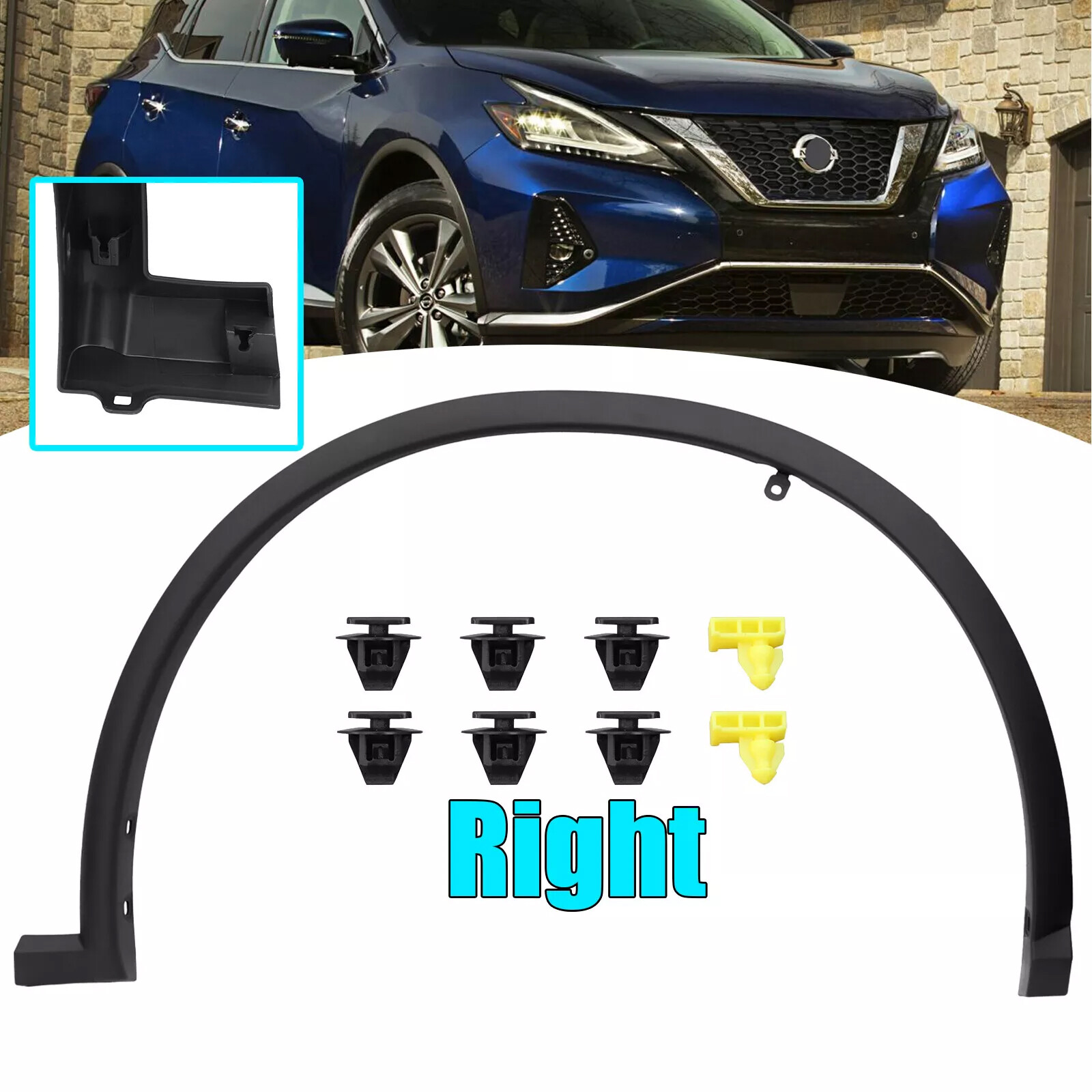 Fit 2015 – 2022 Nissan Murano Front Right Passenger Fender Flare RH Molding ABS