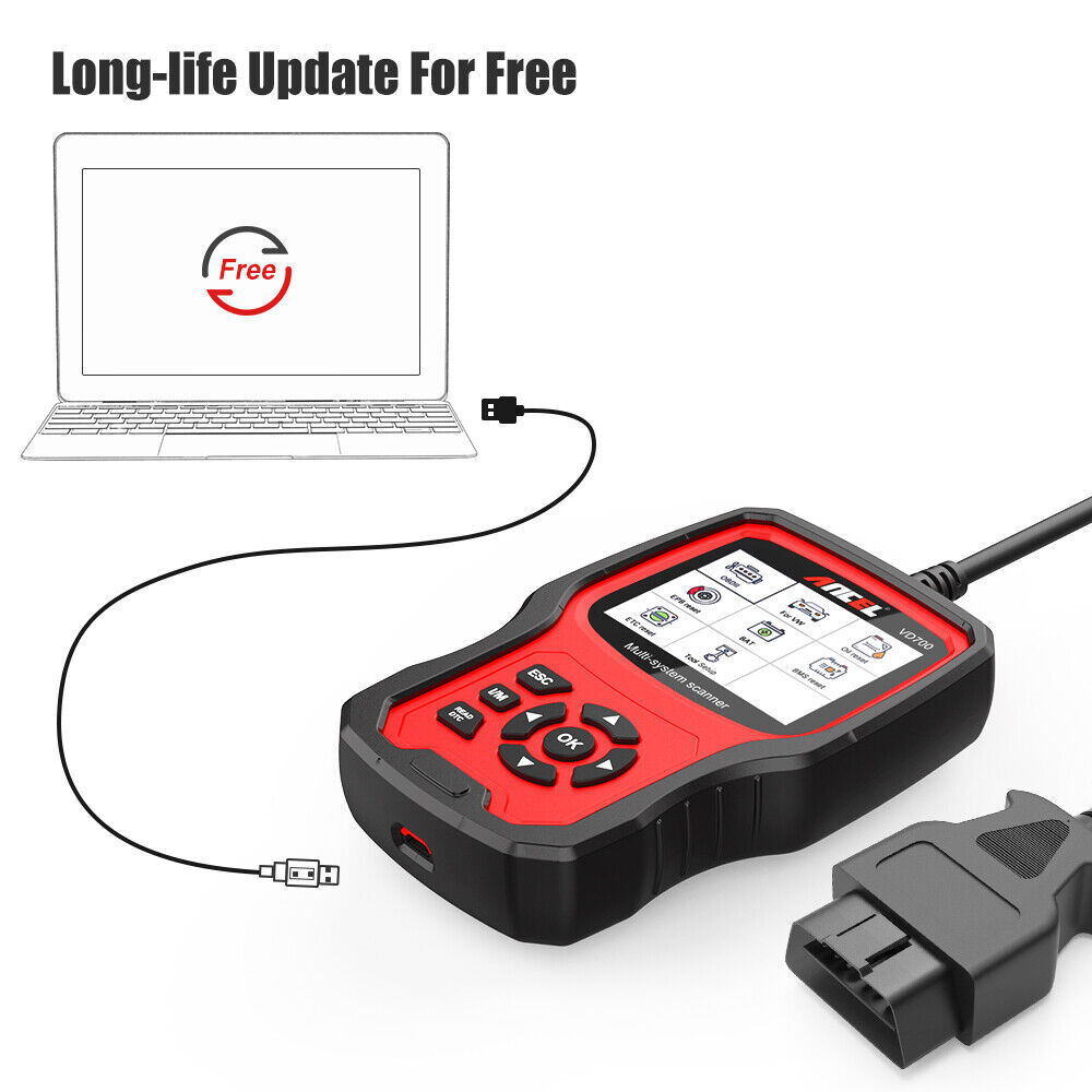 Ancel VD700 Car OBD2 Scanner Code Reader All System Diagnostic ABS SRS DPF Oil