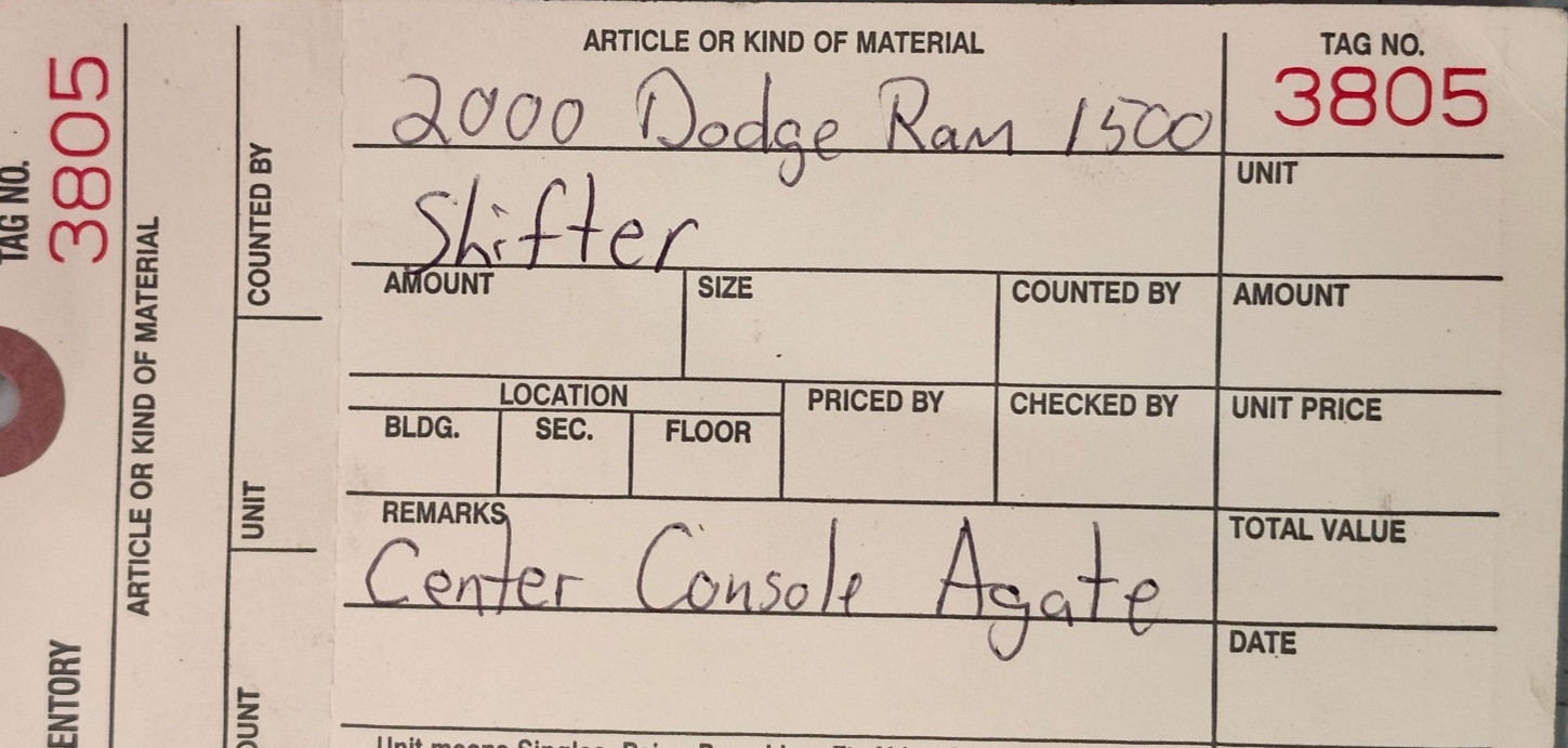 98-01 Dodge Ram 1500 2500 3500 Floor Console Cup Holder Manual Shifter Complete