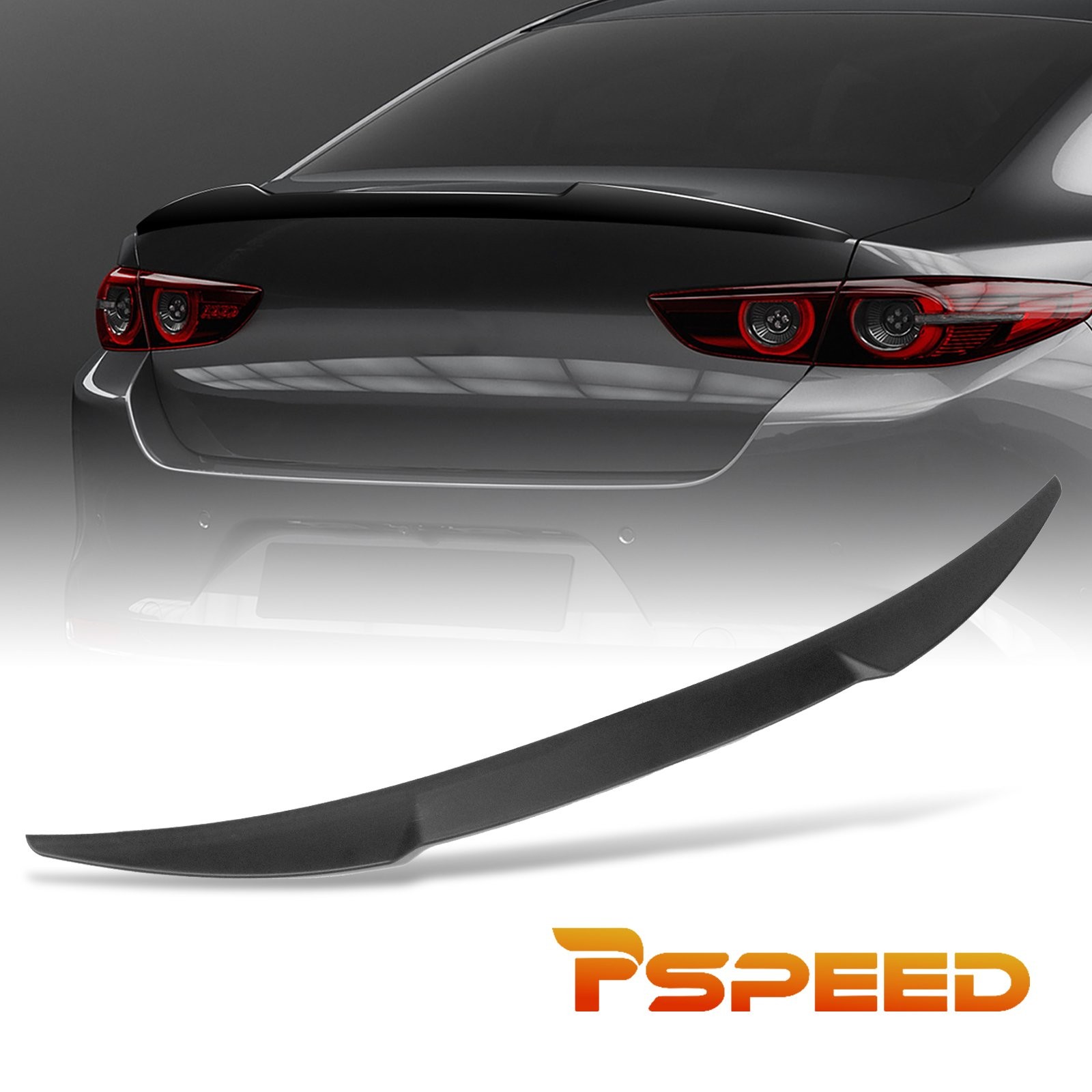 For Mazda 3 Sedan 2019-2026 Matte Black ABS Rear Lid Spoiler Wing V-Style Trim