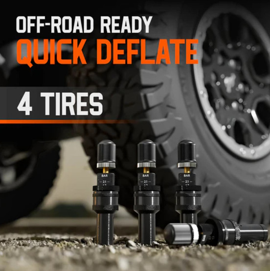 WOLFBOX Adjustable Auto-Stop Tire Deflator Valve Kit 4 PCS Tyre Air Down Tool