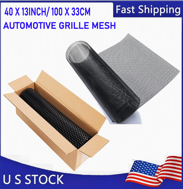 Universal Car Grill Mesh 40″ x 13″, Black-Painted 3 x 6mm Rhombic Hole black