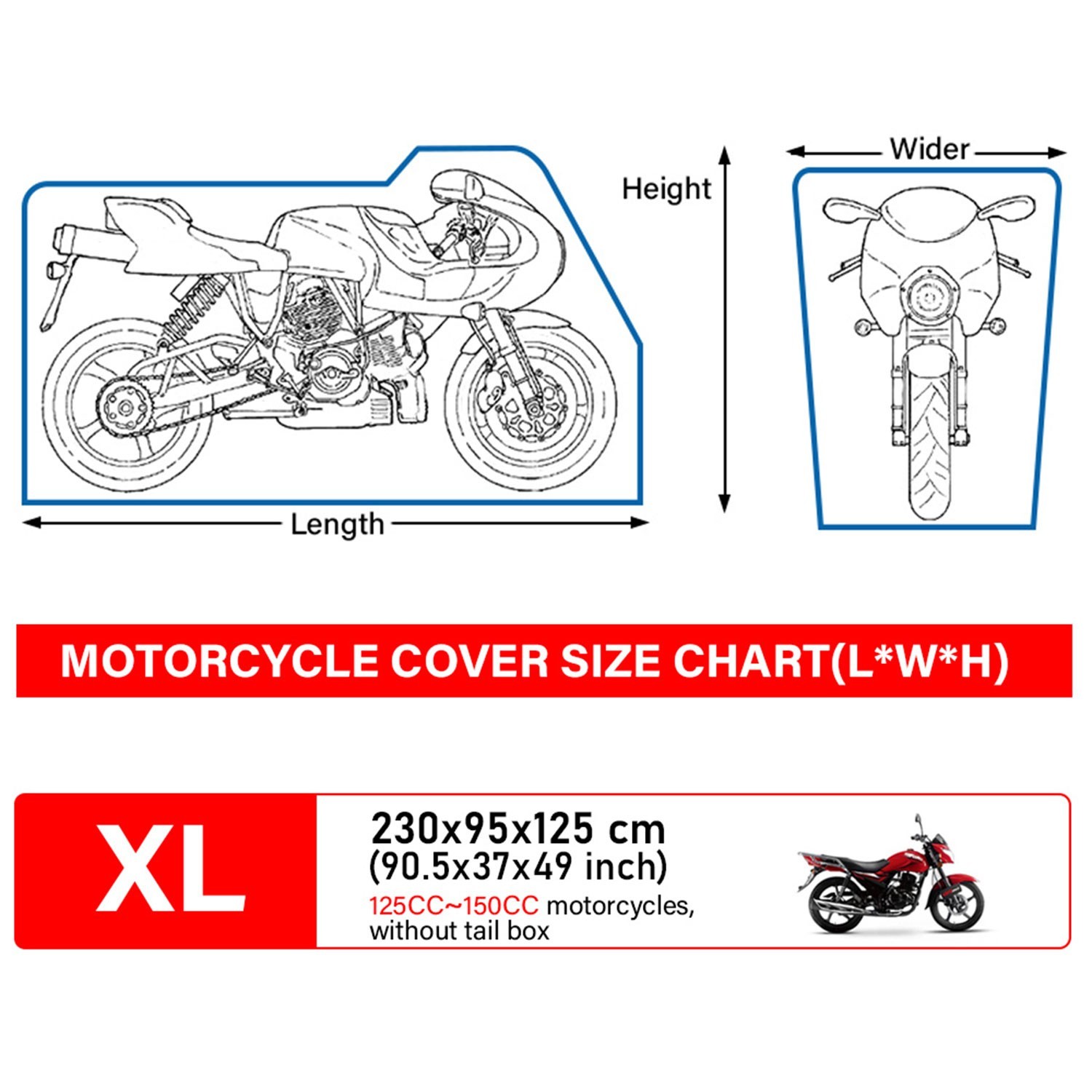 Large Waterproof Motorcycle Cover Heavy Duty for Sun Snow UV Rain Dust Resistant