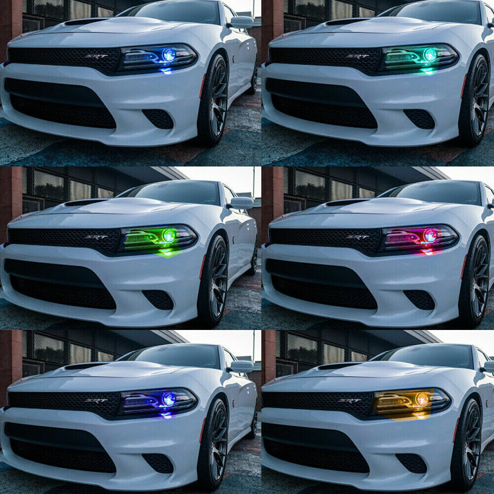 2x RGB Multicolor LED Headlight Hi/Lo Beam Bulbs For Dodge Charger Pursuit 16-23