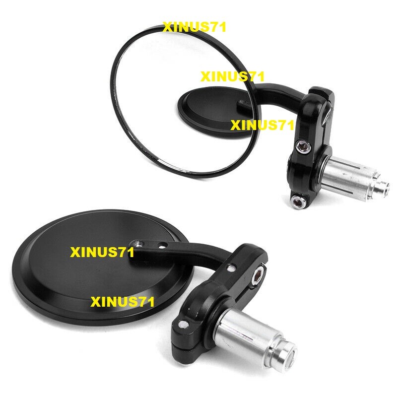 Black CNC Round Rearview Mirrors Set Custom 7/8″ Handle Bar End Motorcycle USA