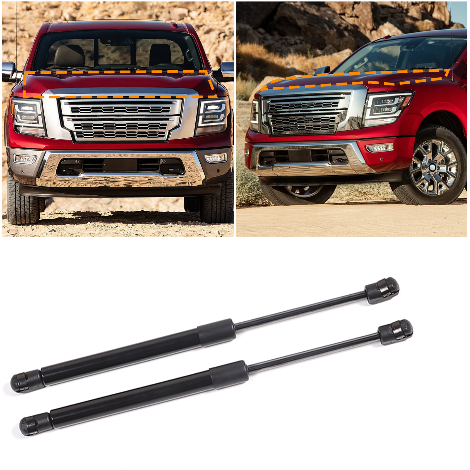 Black Carbon Steel Hood Lift Support Strut Shocks Rod For Nissan Titan 2017-2021