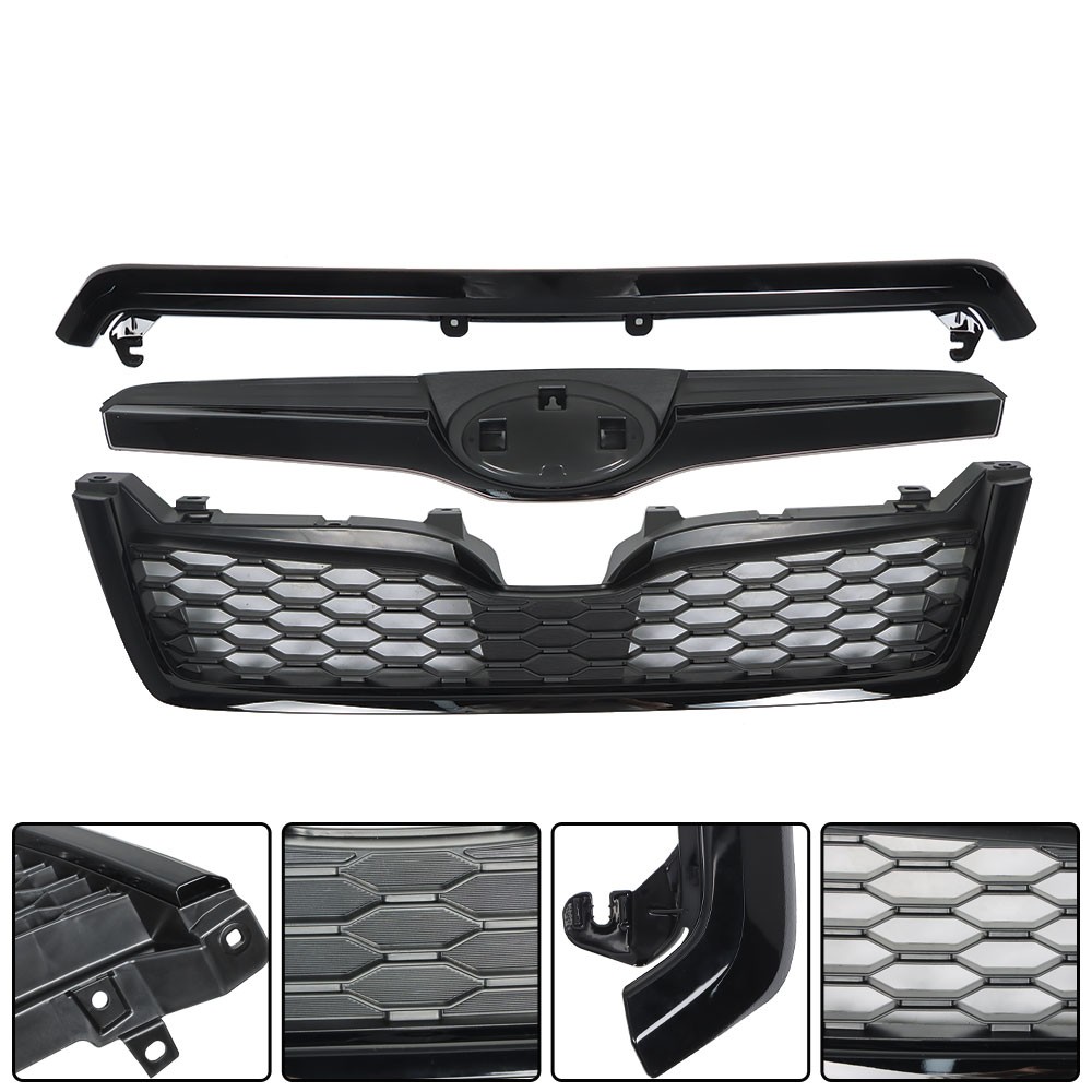 Gloss Black Upper Grille Honeycomb Grill Assembly For 2014-2018 Subaru Forester