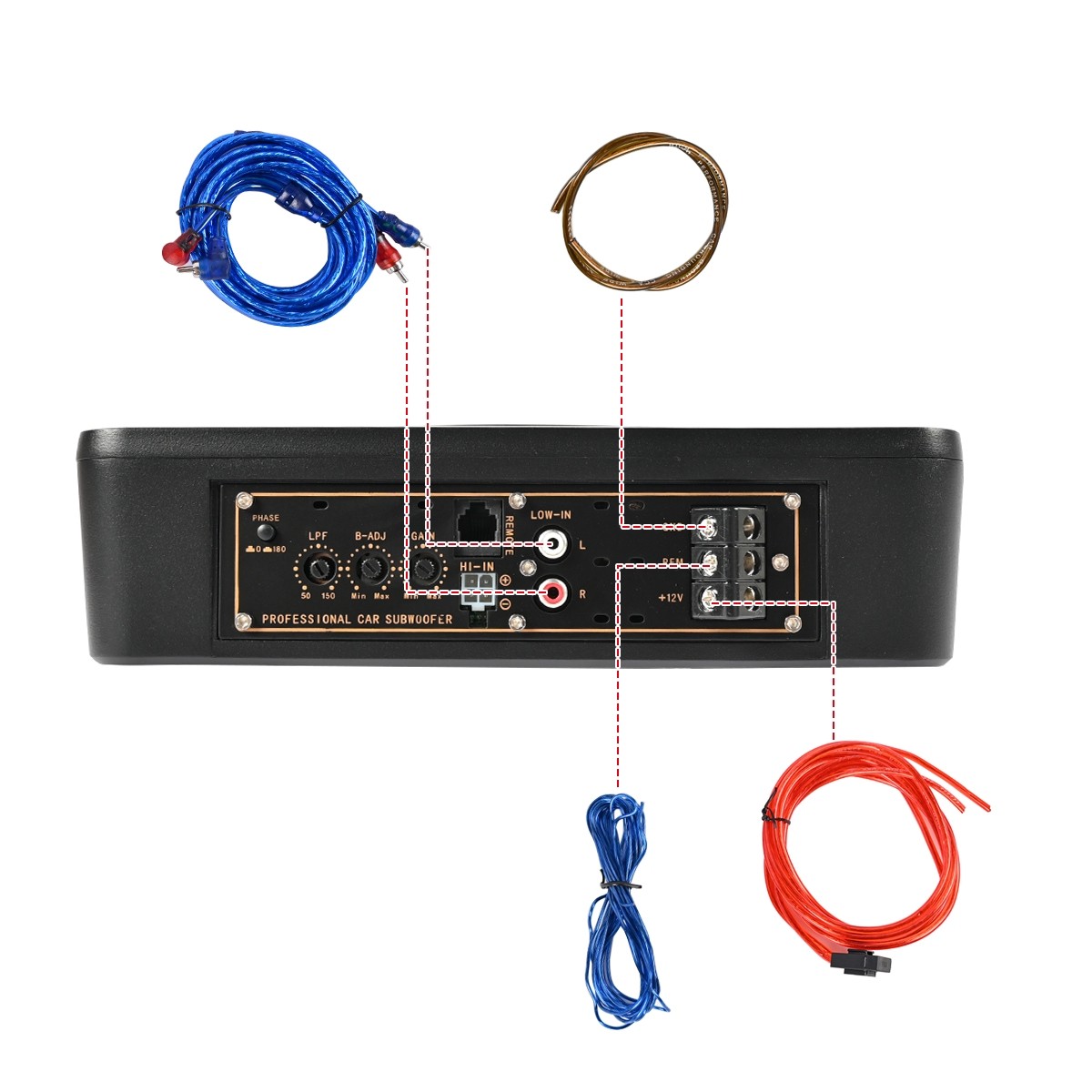 1200W Car Subwoofer Active Underseat Bass Box Audio Speaker Amplifier +Cables US