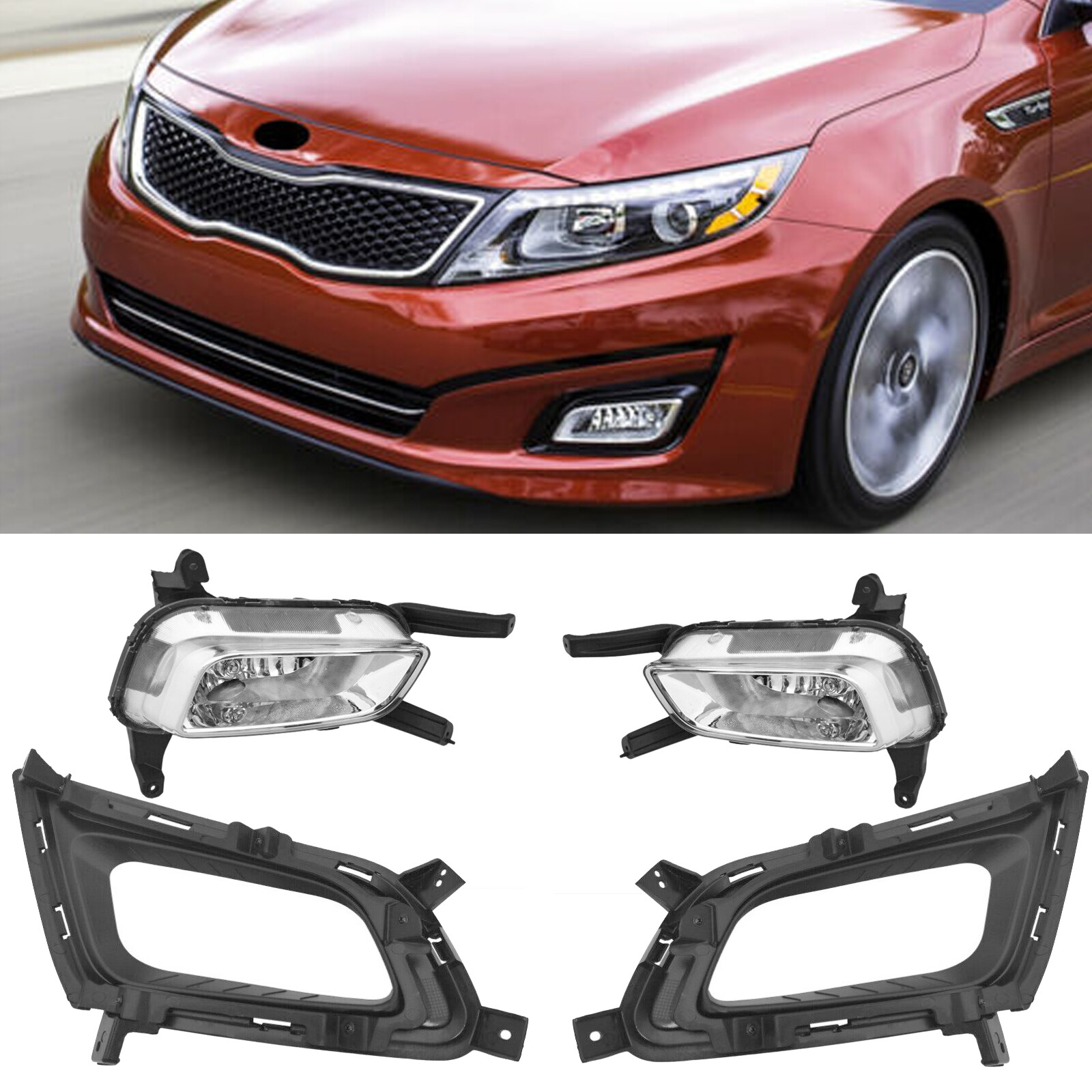 Front Bumper Halogen Fog Light Lamp Left Right Pair For 2014 2015 Kia Optima