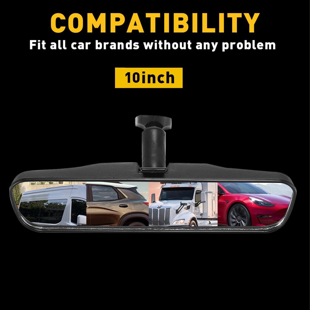 10 in Car Interior Rear View Mirror Suction Rearview Mirror Expand Field Of View