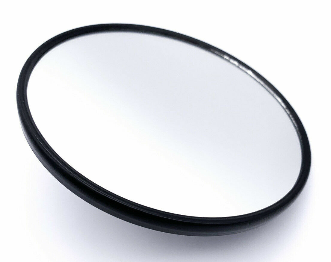 Pair (2) 5″ Flat Round Black Side Rear View Mirrors w/ Ribbed Back