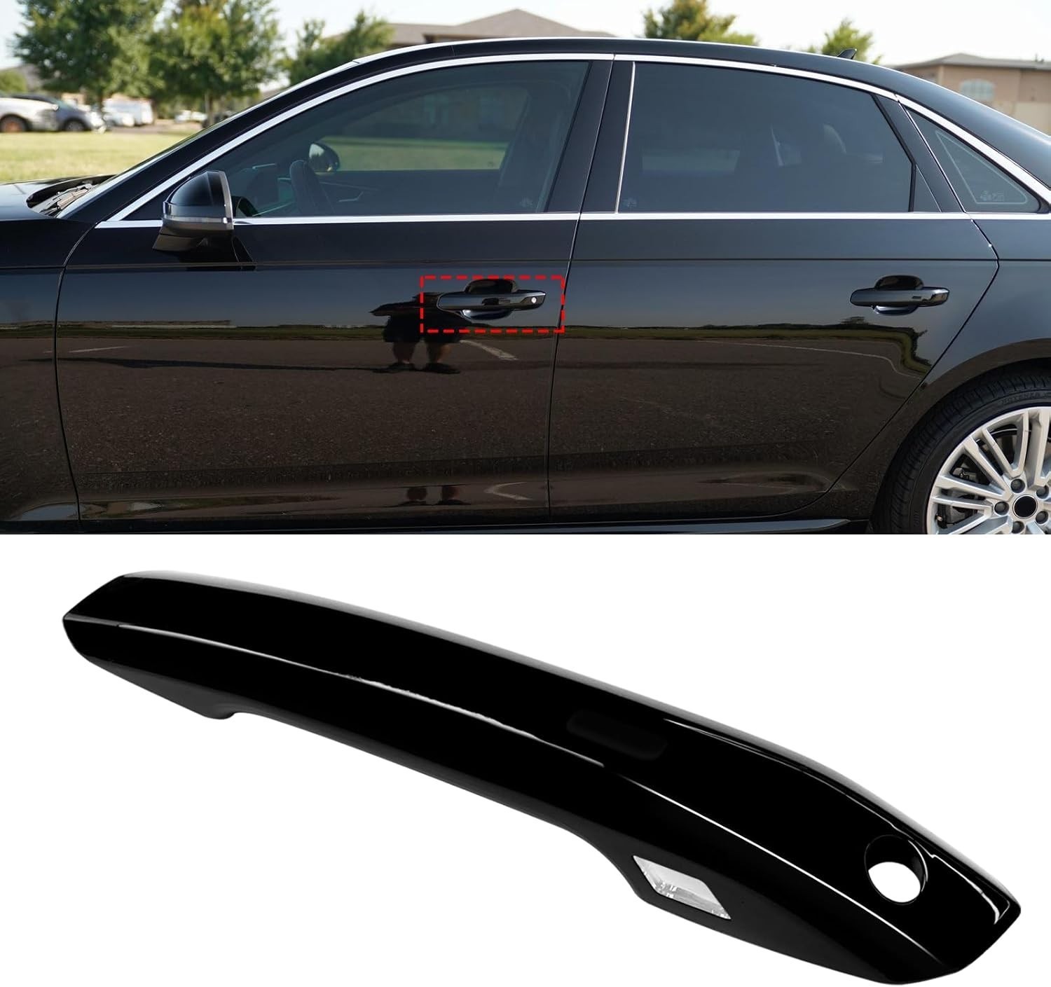 Black Front Left Driver Side Door Handle Cover For Audi A4 A5 2017-2025