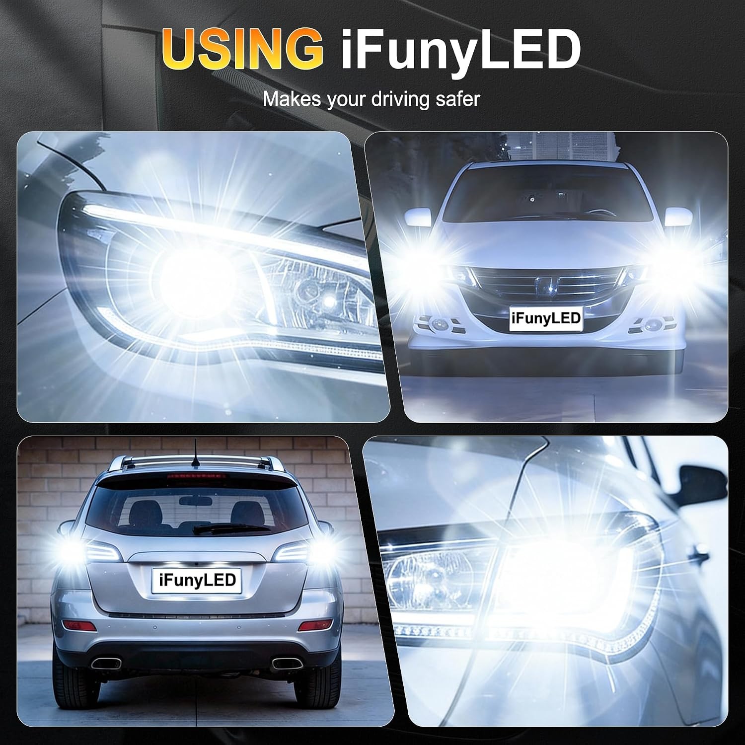 Long-Lasting 7443 LED Lights (4PCS) for Backup & Daytime Running – 50,000 Hours