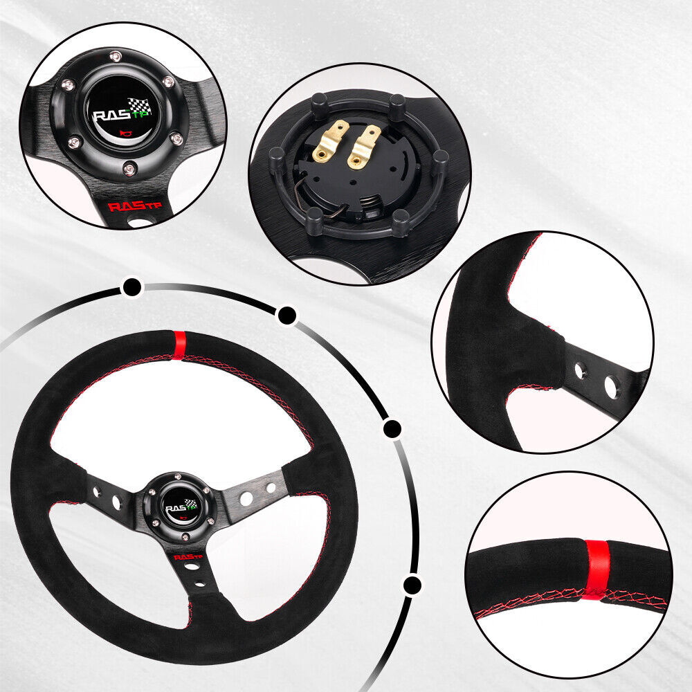 14IN Steering Wheel+Quick Release+Hub Adapter For Mitsubishi Galant Impreza WRX